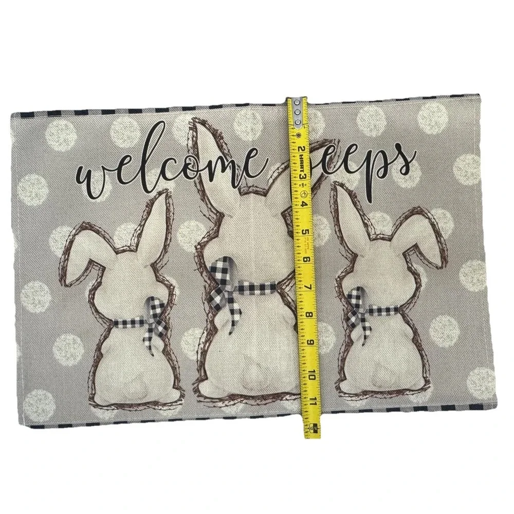 Easter Placemats Set of 6 Farmhouse Bunny Spring Table Decor Gingham Floral - Picture 3 of 8